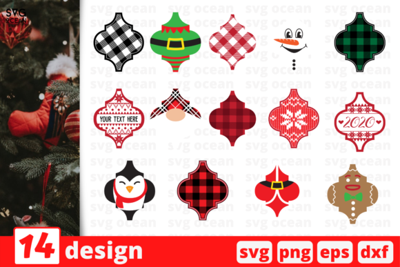 Arabesque Tile Christmas Ornament Bundle: A Graphics Must-Have for Crafts