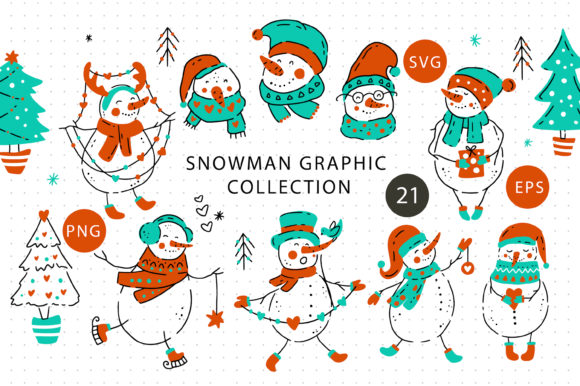 Charming Snowman Christmas Graphics for Crafts