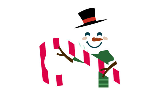 Charming Snowman Christmas Stick Illustration Graphics