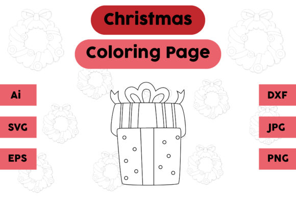 Christmas Coloring Page - Gift 04: A Festive Embroidery Design