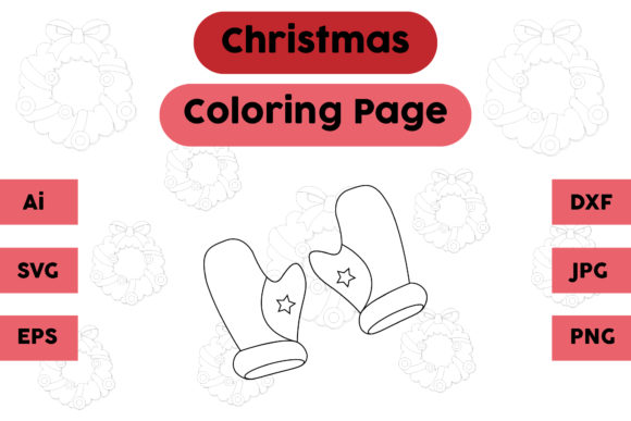Christmas Coloring Page - Gloves 06: A Graphics Gem