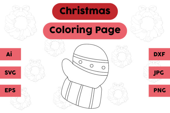 Christmas Coloring Page - Gloves 07: A Versatile Graphics Asset