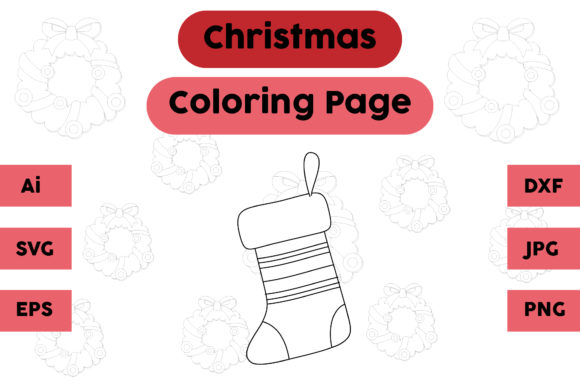 Christmas Coloring Page - Socks 08: A Festive Graphics Asset