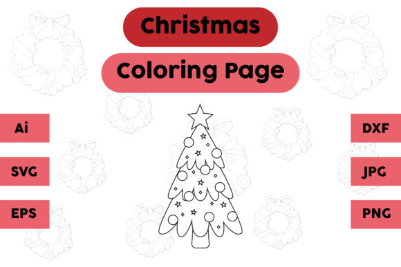 Christmas Coloring Page - Tree 02: A Festive Embroidery Design