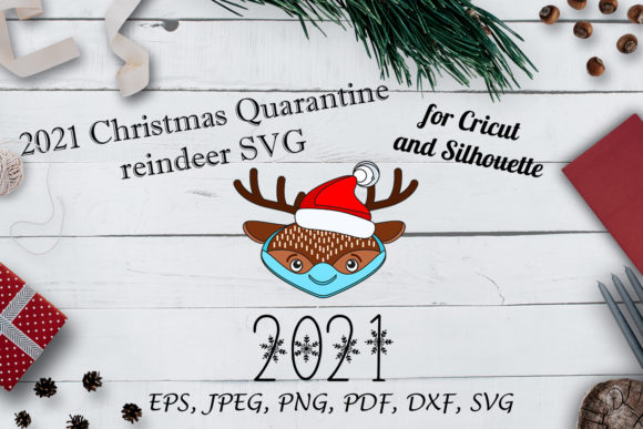 Christmas Quarantine. Reindeer Mask: A Festive Graphics Asset for Crafts