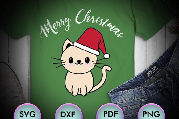 Cream Cat Merry Christmas: A Festive Graphics Asset for Crafts