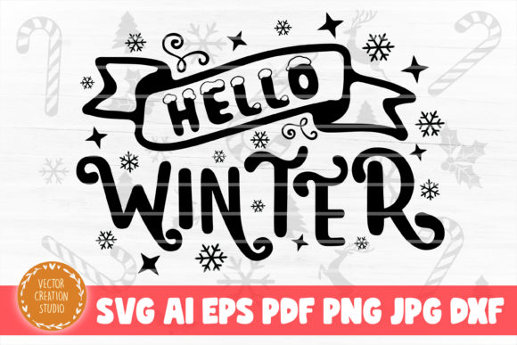 Hello Winter Christmas SVG Cut File for Crafts and Graphics